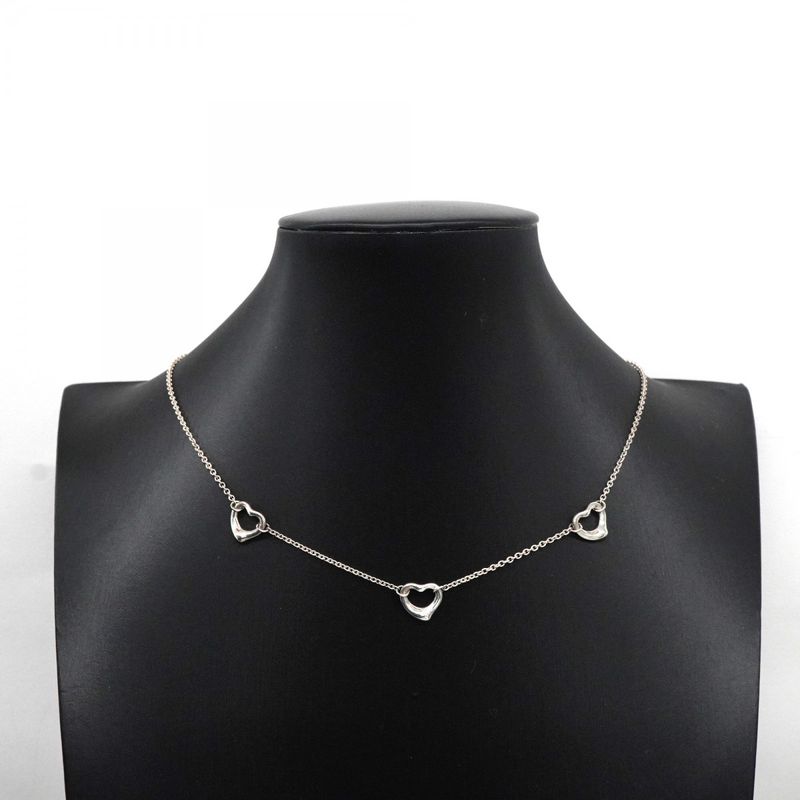 Tiffany & Co Necklace Open Heart 3P Silver 925 Ladies