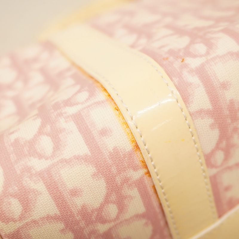 Christian Dior Handbag Trotter PVC Pink Ivory Silver Hardware Women