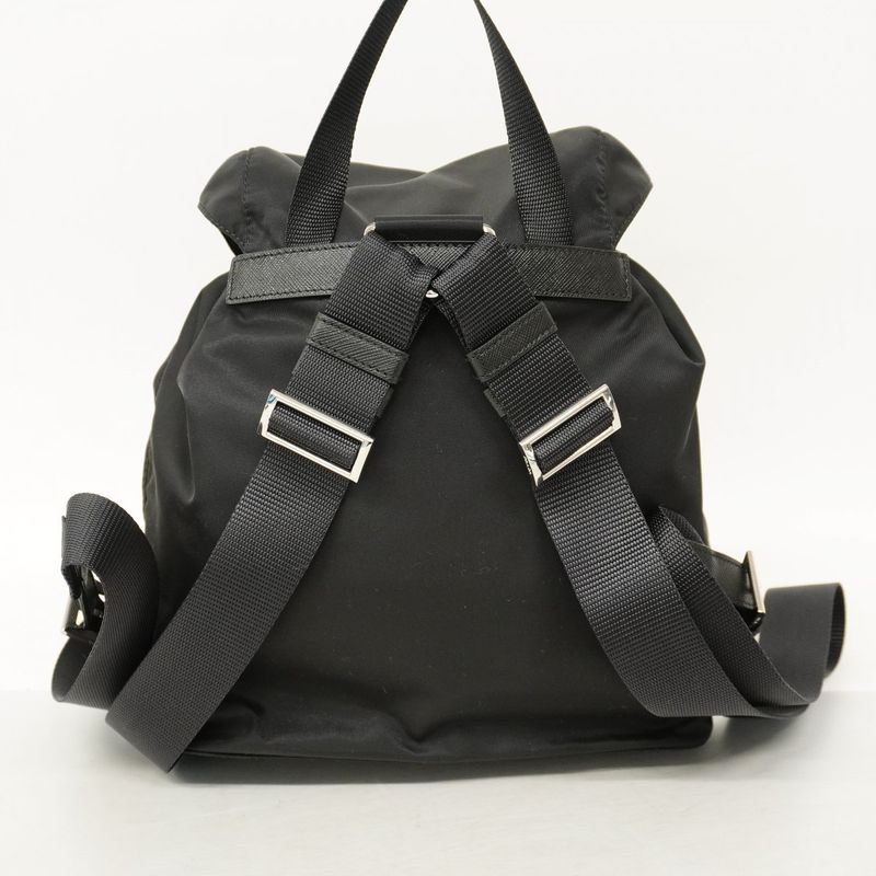 Prada Backpack Daypack Tessuto Nylon Black Silver Hardware Women