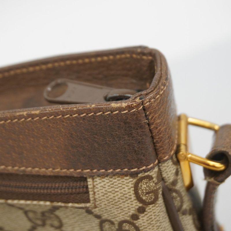 Gucci Shoulder Bag GG Supreme 40 02 022 PVC Brown Gold/silver Hardware Women