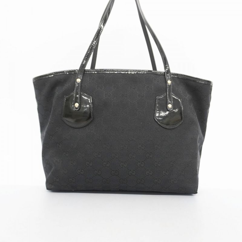 Gucci Tote Bag GG Canvas 211976 Canvas Black Chien Pan Gold Hardware Women's