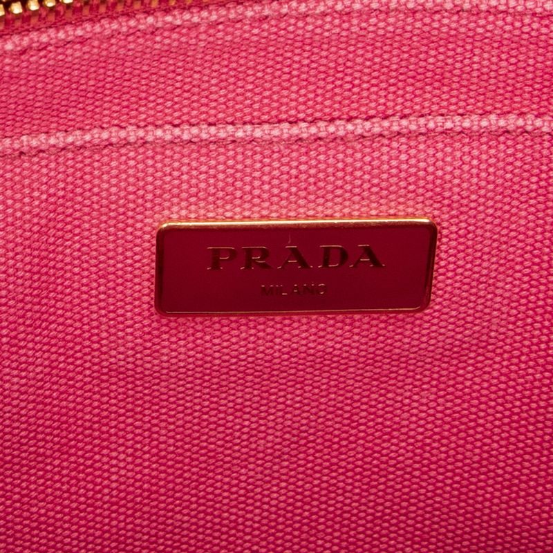 Prada Medium Canapa Tote Fuchsia Pink Canapa Canvas AB