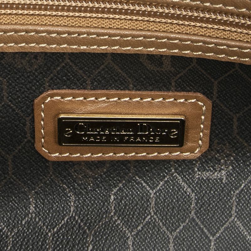 DIOR Vintage Large Travel Boston Grey/brown Honeycomb PVC Canvas AB