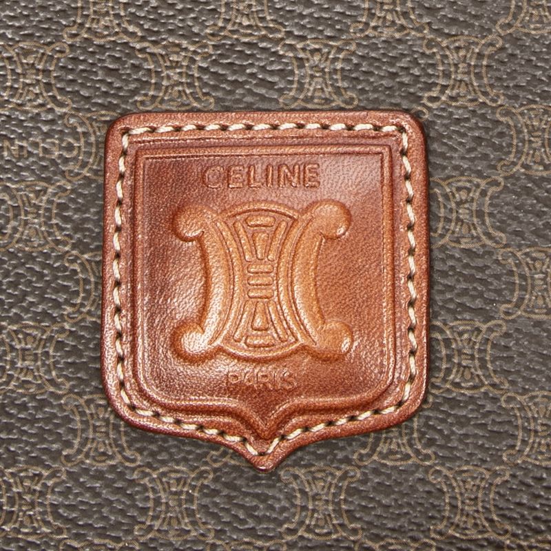 Celine Vintage Mini Boston Brown Macadam PVC Canvas AB