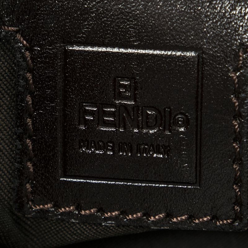 Fendi Front Slip Pocket Hobo Tan/dark Brown Zucca Canvas A