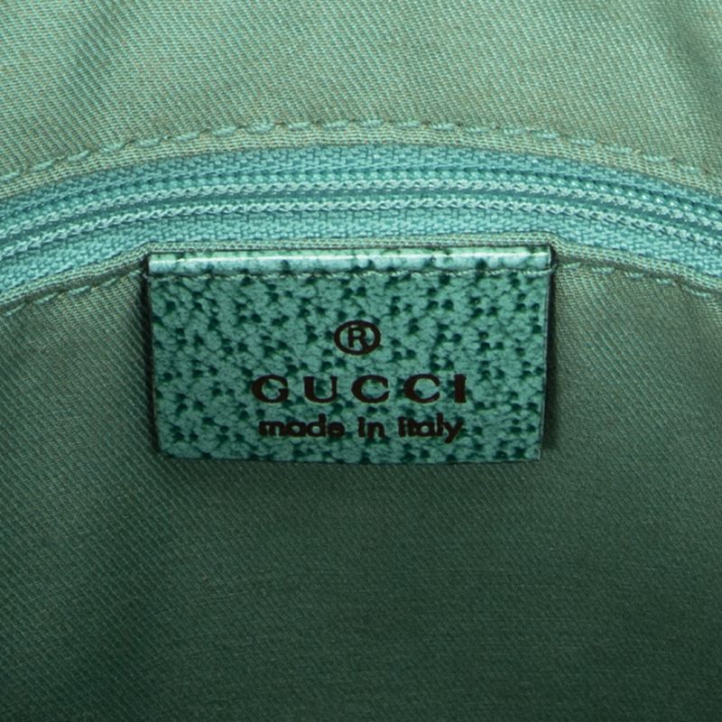 Gucci Small Shoulder Tote Beige Turquoise GG Canvas A