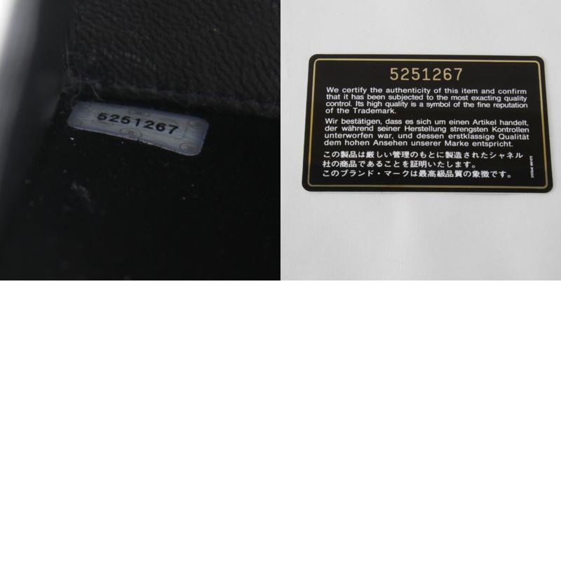 Chanel Logo Lambskin Gold Hardware Handbag Leather Black