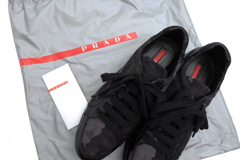 Prada Shoes Sneakers Shoes Low Cut Ladies Women Women's Nylon Leather Genuine