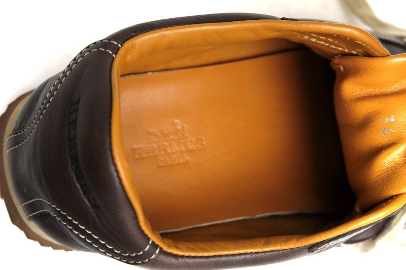 Hermes Shoes Sneakers Shoes Low Cut Ladies Women Leather Dark Brown Quick H