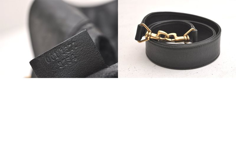 Gucci Bamboo 2way Shoulder Handbag Leather 0011577 Black Junk 3703n