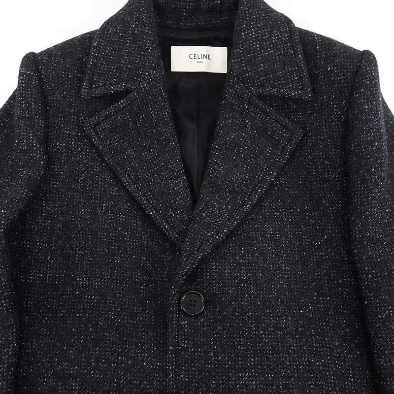 Celine Belted Wool Chester Coat 2m216511f Charcoal Gray 36