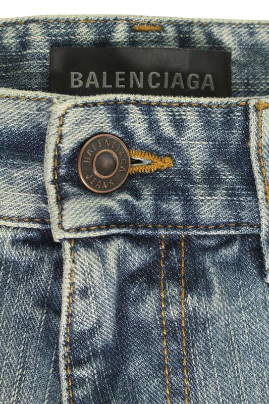 Balenciaga 704282 Tnw65 Pull-up Washed Wide Denim Pants Men's XS