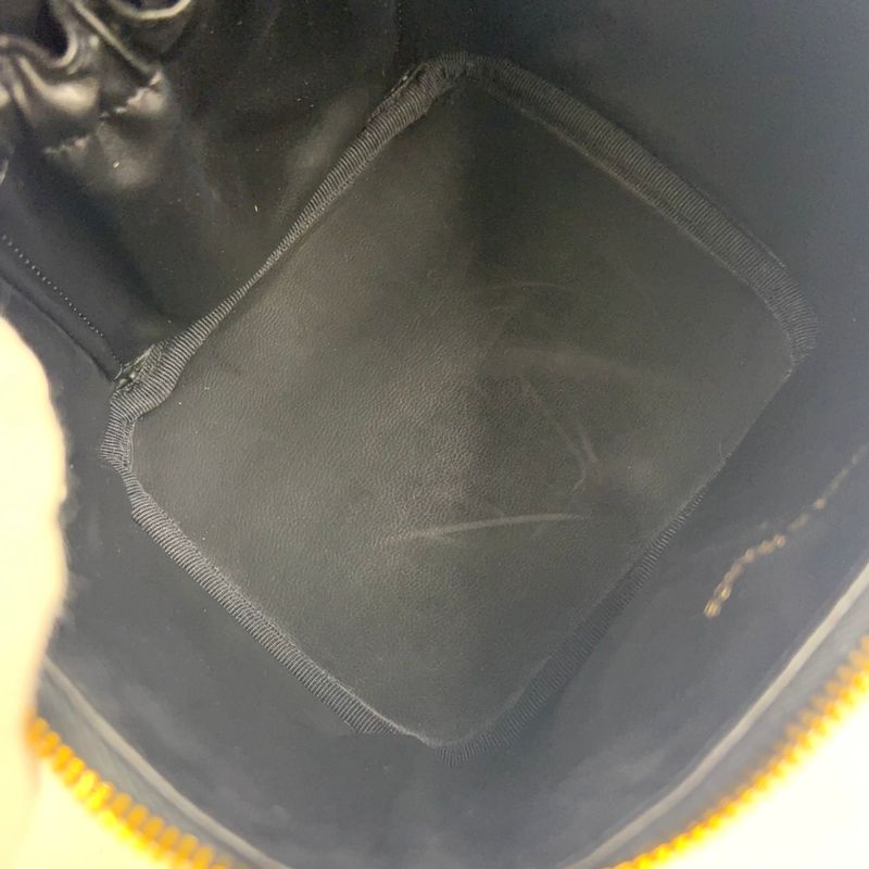 Chanel Coco Mark Enamel Vanity Serial No 4 Enamel Leather Black Handbag Gold