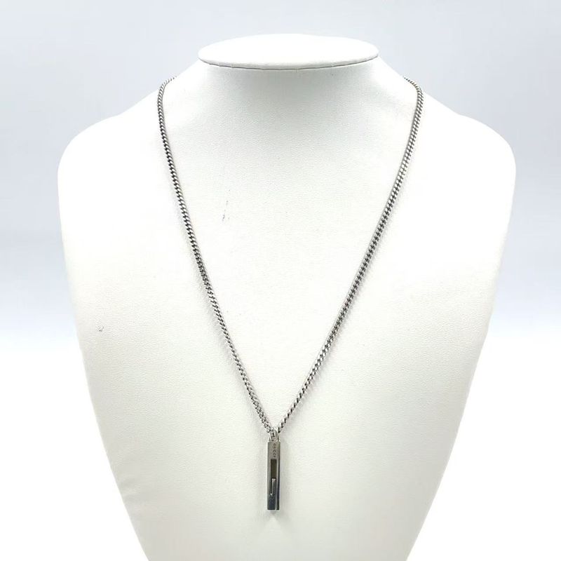 Gucci Cutout G Bar Sv925 Silver Necklace 225055 J8400 8106