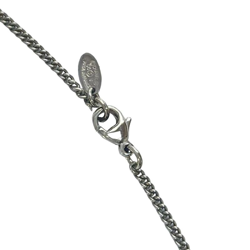 Chanel Necklace Coco Mark Silver X Clear