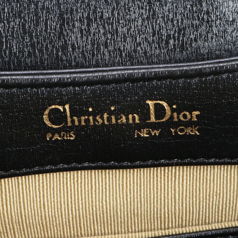Vintage Christian Dior Leather Shoulder Bag Shoulder One Shoulder Black Women