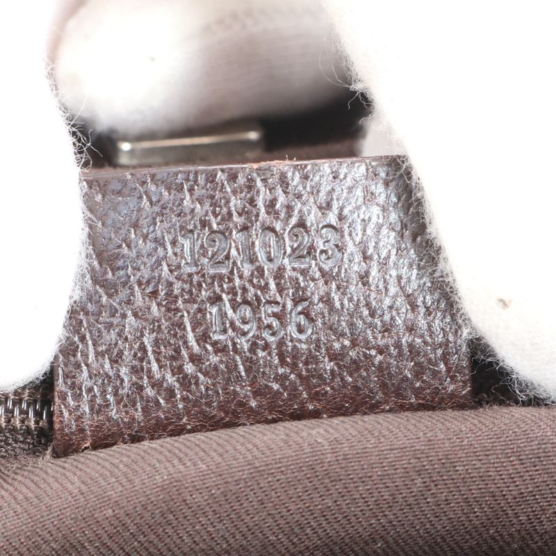 Gucci GG Canvas Leather Tote Bag Shoulder Hand Brown Silver Hardware 121023