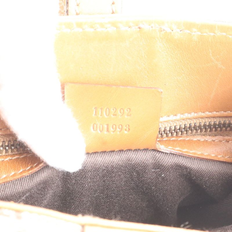 Gucci GG Canvas Leather Shoulder Bag Shoulder Tote Hand Brown 110292 Gold