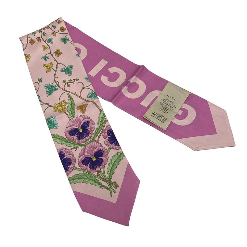 Gucci Scarf - 756912 Pink And Multi Floral Silk