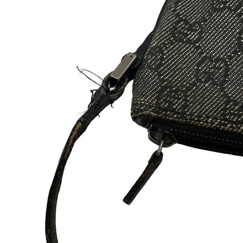 Gucci Handbag GG Pattern 07198 Black And Ivory Leather