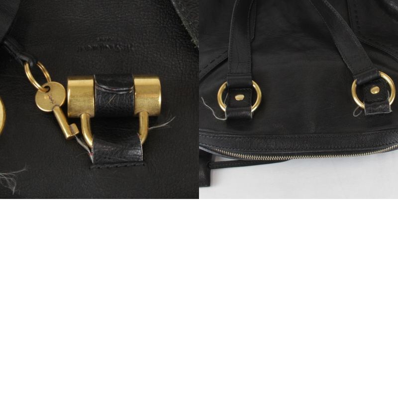 Saint Laurent Gold Hardware Tote Bag Leather Black