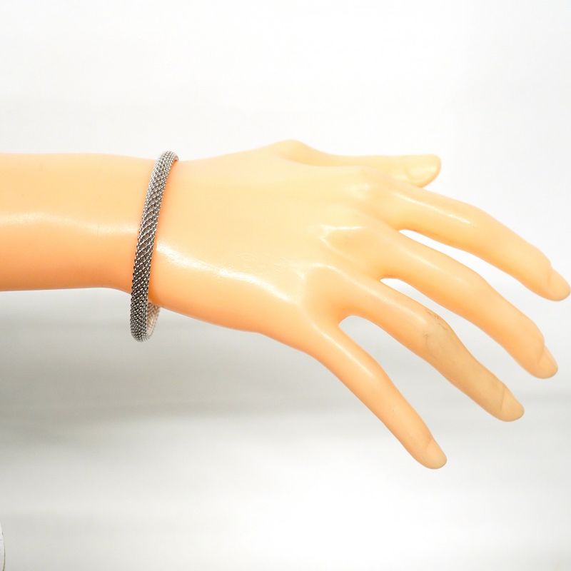 Tiffany & Co Bangle Somerset 18K White Gold White Togo Old Ladies