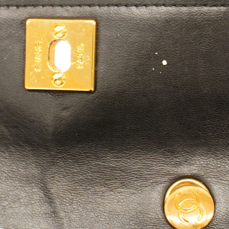 Chanel Shoulder Bag Mini Matelasse Lambskin Black Gold Hardware Women