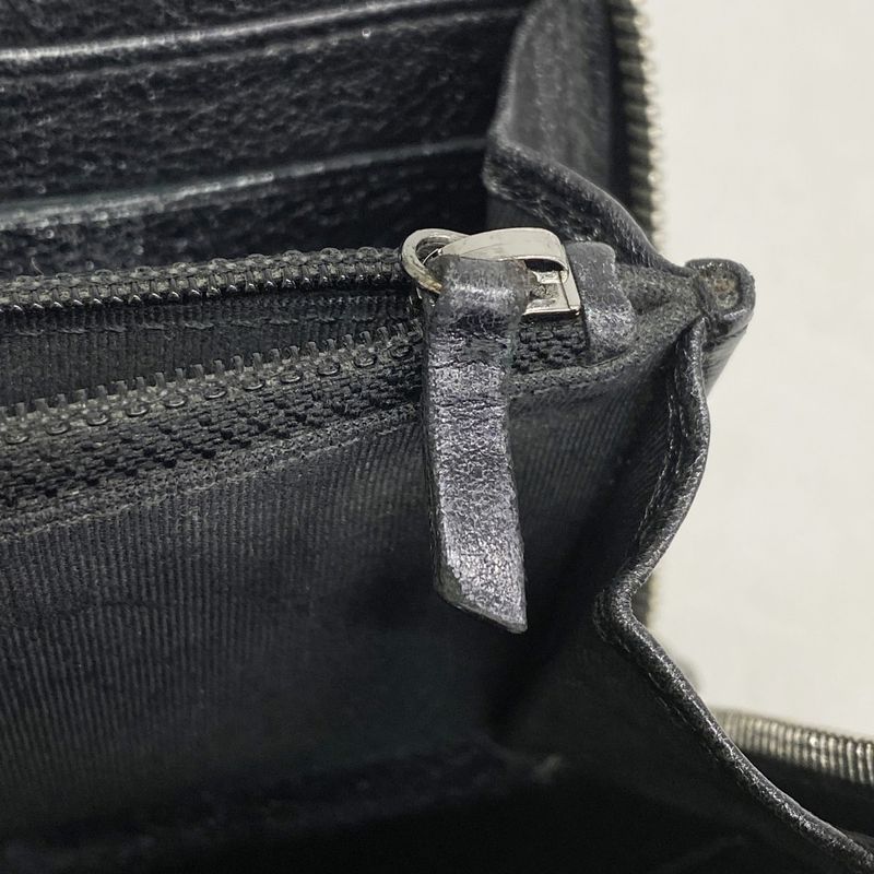 Chanel Long Wallet Matelasse Perforated Lambskin Black Silver Hardware Women