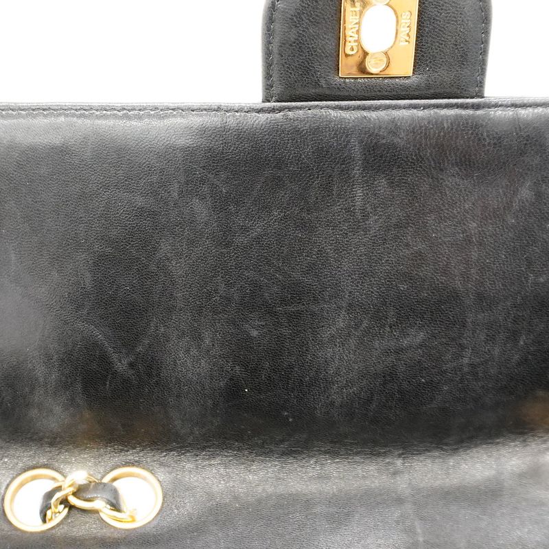 Chanel Shoulder Bag Matelasse Lambskin Black Gold Hardware Women