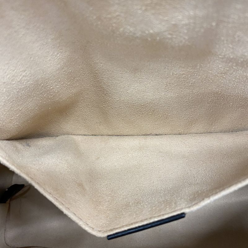 Gucci Shoulder Bag Sherry Line GG Marmont 499621 Leather Black Gold Hardware