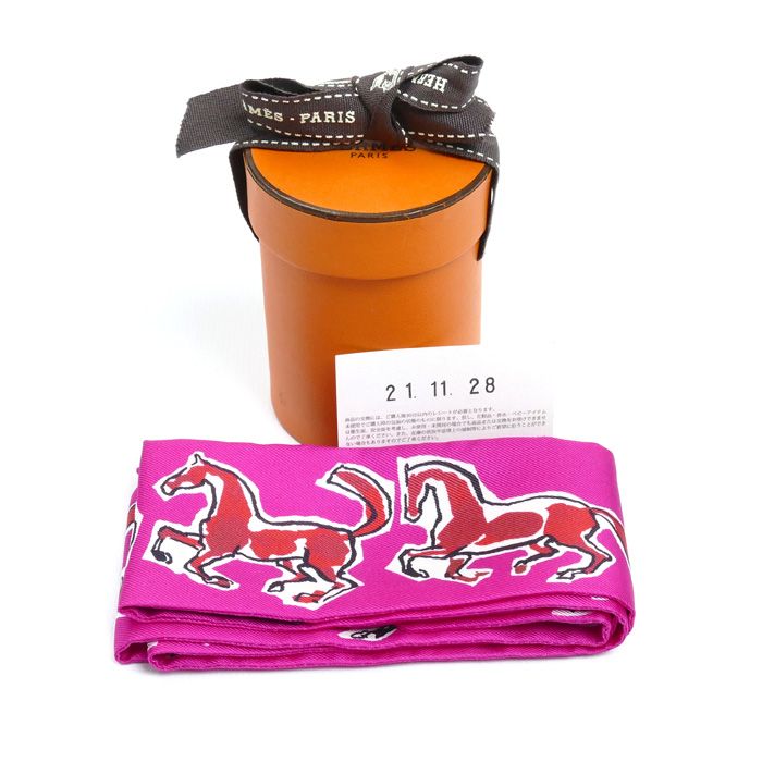 Hermes Twilly Chevaux En Liberte Liberty Horse Scarf Pink/red/white 063803s 16