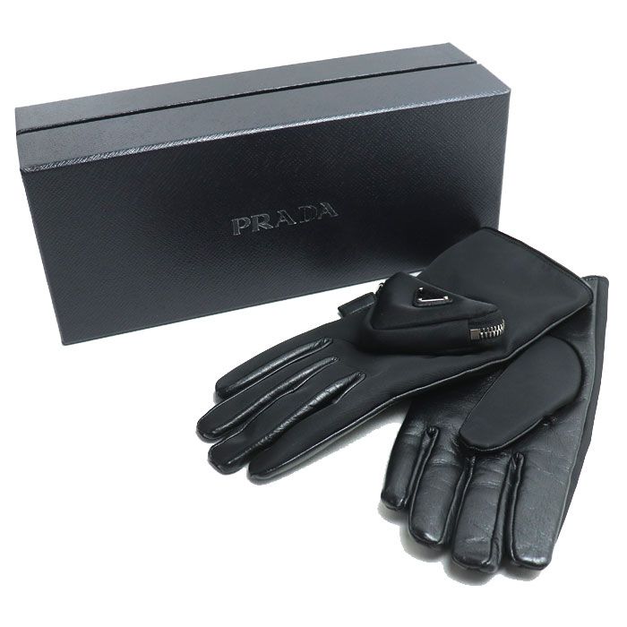 Prada Triangle Logo Gloves Black 2gg137 2DW1 F0002 8 Ladies Preowned