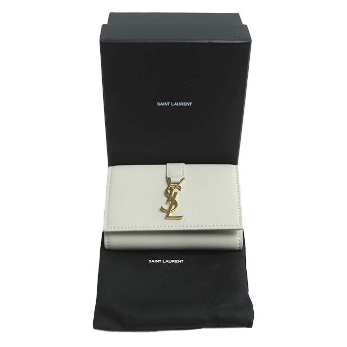 Saint Laurent Key Case YSL Line Ivory Cfp613334 Ladies Used