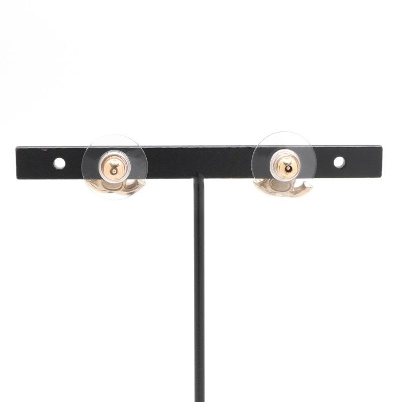 Chanel Earrings Gold Coco Mark Rhinestone