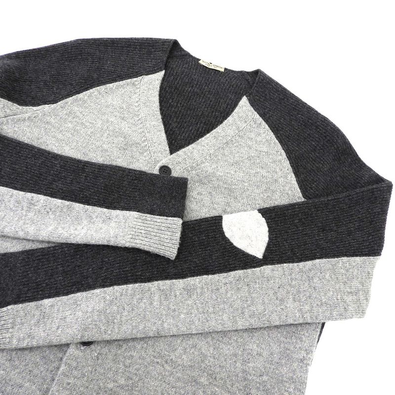 Bottega Veneta Beautiful Bi-color Cardigan Men's Cashmere Blend Charcoal Gray 44