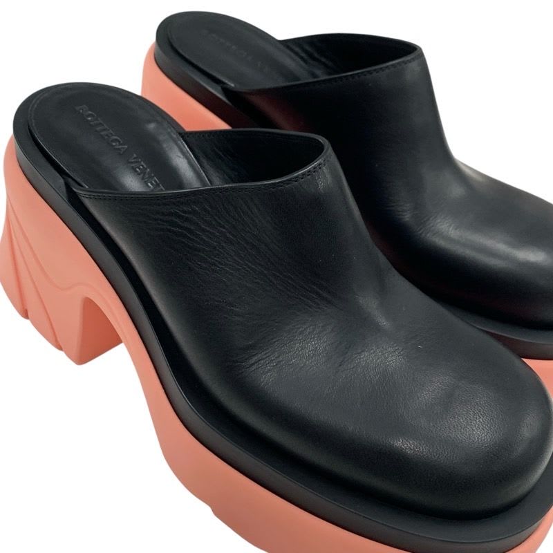 Bottega Veneta Flash Pump Sandals Shoes Leather Rubber Black Pink