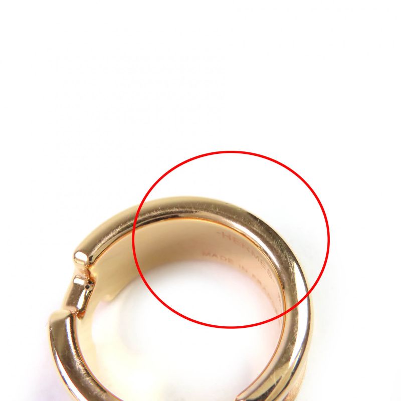 Hermes Ring Olympe PM Leather Gold Hardware Ring Brown S Size 12 Equivalent