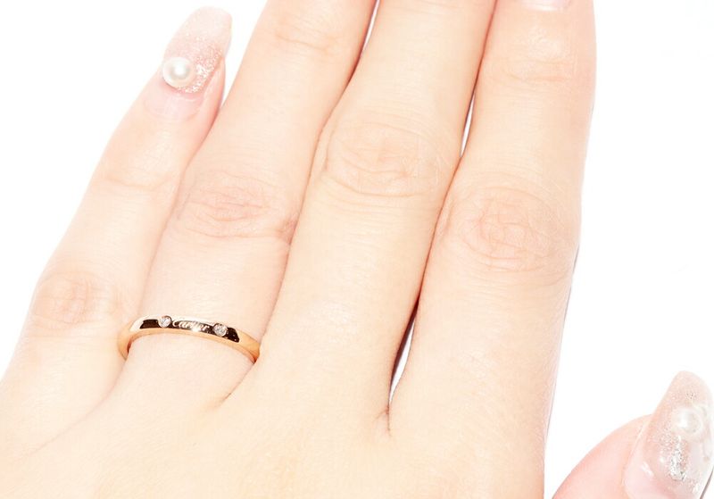 Cartier Ring 18K Pink Gold 3P Diamonds (total 003ct) Ballerina Wedding Ring