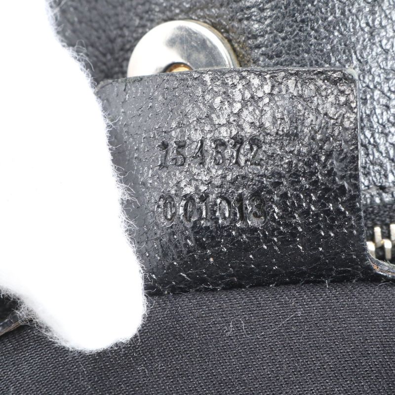 Gucci GG Canvas Leather Tote Bag Shoulder Gold Hardware Black 154372 A4 Women