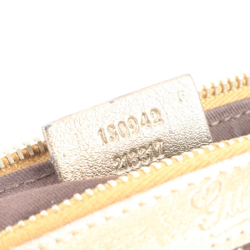 Gucci GG Canvas Mini Boston 130942 Leather Tote Bag Shoulder Hand Brown Women's