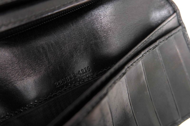 Gucci Long Wallet Men Leather Genuine Black 225833 Diamante Bifold with Coin