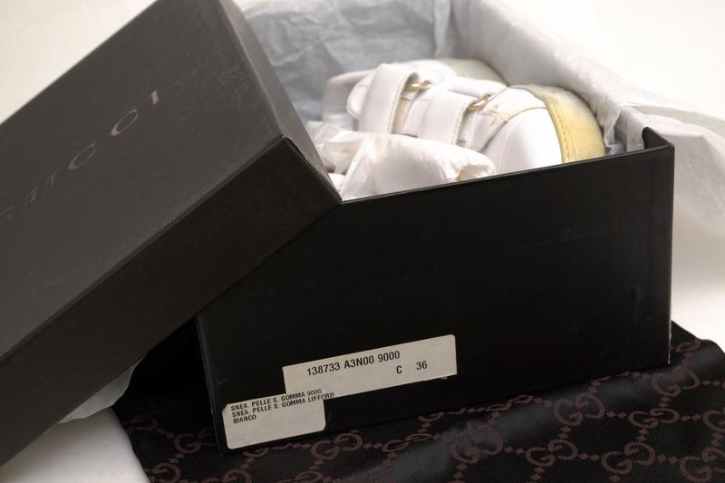 Gucci Shoes Sneakers Shoes Low Cut Ladies Women Leather Genuine White 138733