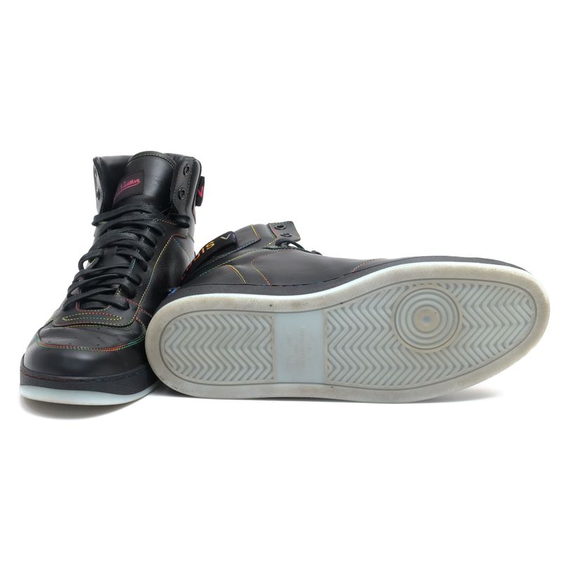 Louis Vuitton Shoes Sneakers Shoes High Cut Men Leather Genuine Black Rivoli