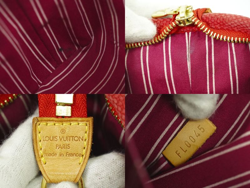 Authentic Louis Vuitton LV Antigua Cabas PM Canvas Tote Handbag Rouge Red