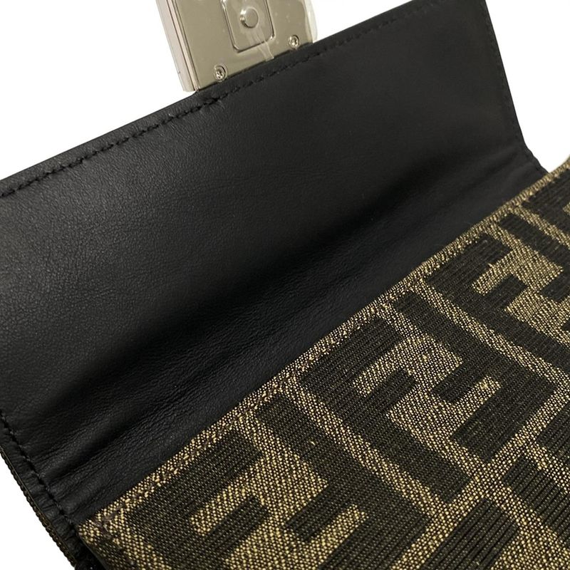 Fendi Shoulder Bag Baguette Slim Clutch Multicolor Fabric Bag 7m0295 Dark Brown