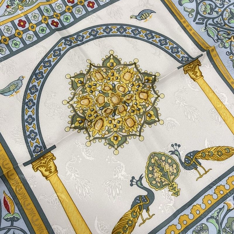 Hermes Scarf Carré 90 Light Yellow Light Blue And Multi Ciels Byzantins