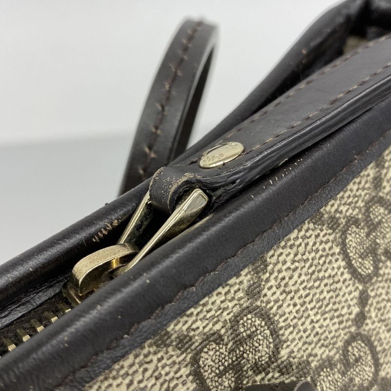 Gucci Tote Bag GG Supreme 353440 PVC Brown Chien Pan Gold Hardware Women's