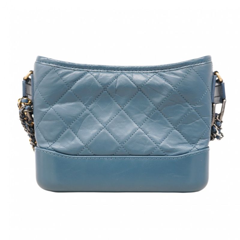Chanel Shoulder Bag Gabrielle Calfskin Blue Gold/silver Hardware Women
