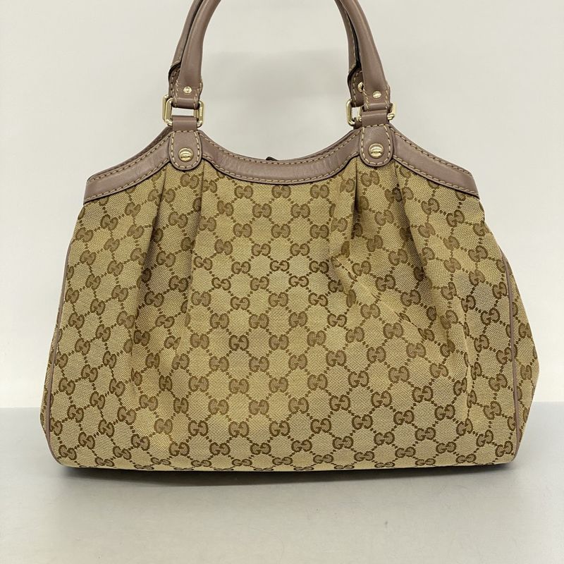 Gucci Handbag GG Canvas Sookie 211944 Canvas Brown Chien Pan Gold Hardware Women