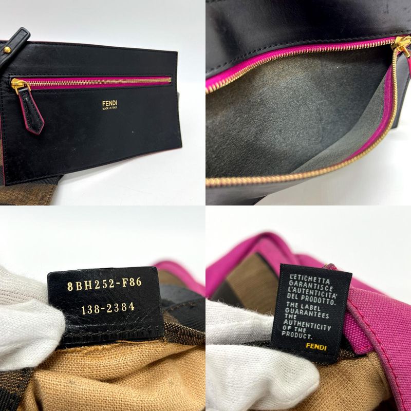 Fendi Handbag Logo Pecan 8bh252 Canvas Brown